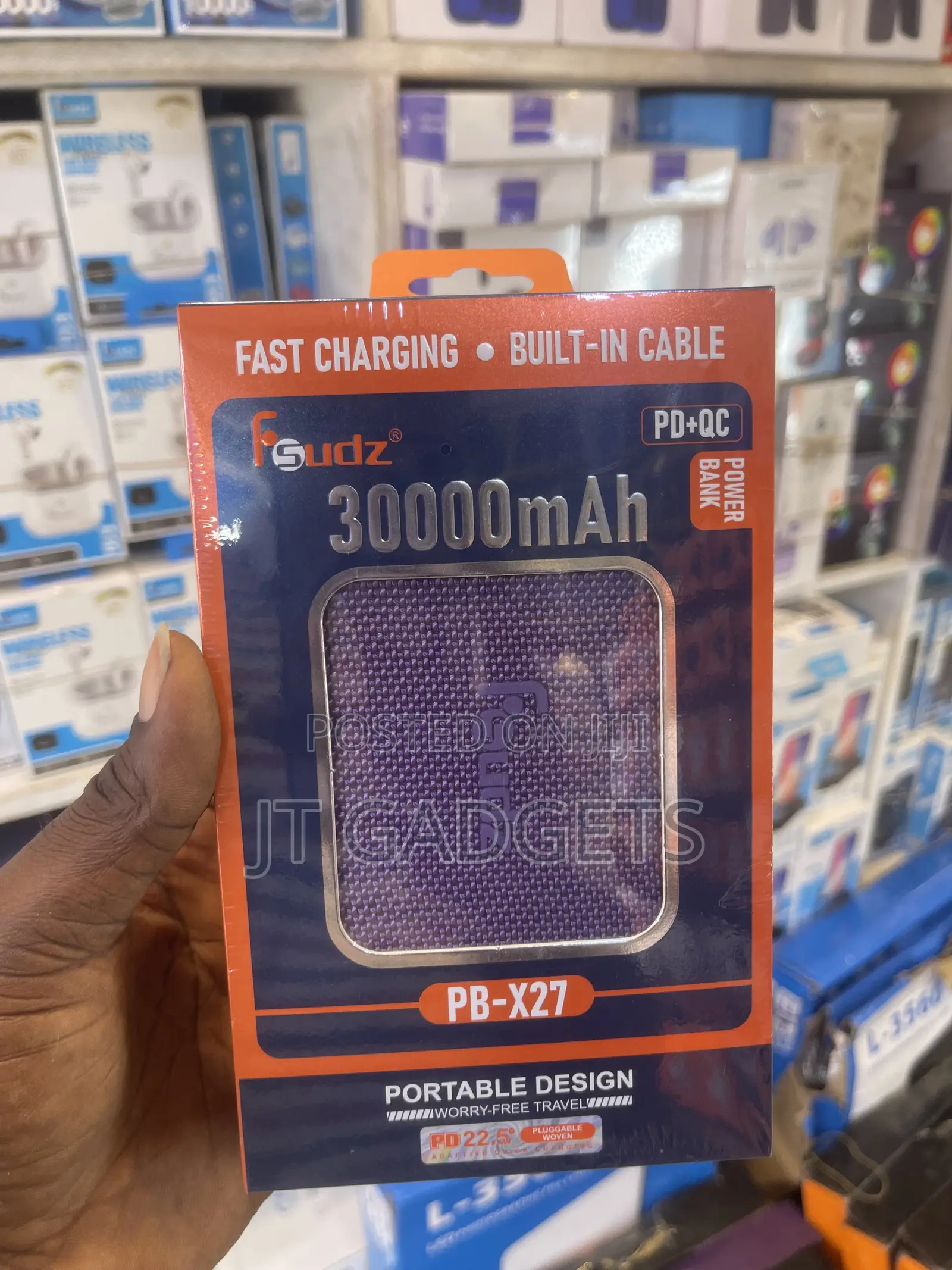 Fsudz PB-X27 30000mAh Power Bank — Fast Charging + Built-in Cables