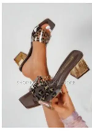 Women's Transparent Leopard Print Square Toe High Heel Sandals