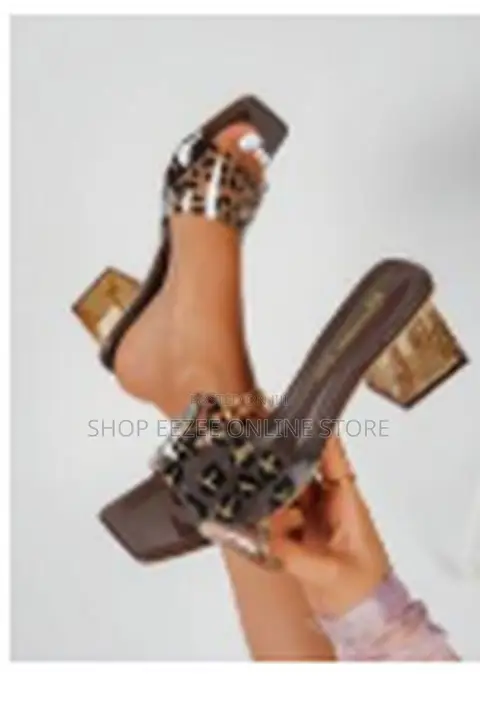 Women's Transparent Leopard Print Square Toe High Heel Sandals