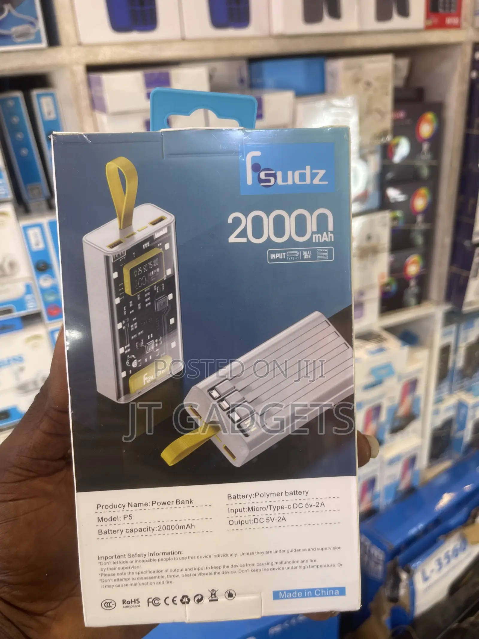 Fsudz P5 20000mAh Power Bank — Built-in Multi-Cables