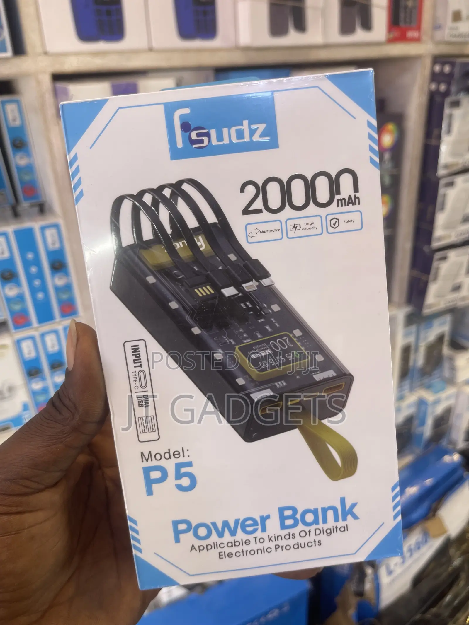 Fsudz P5 20000mAh Power Bank — Built-in Multi-Cables