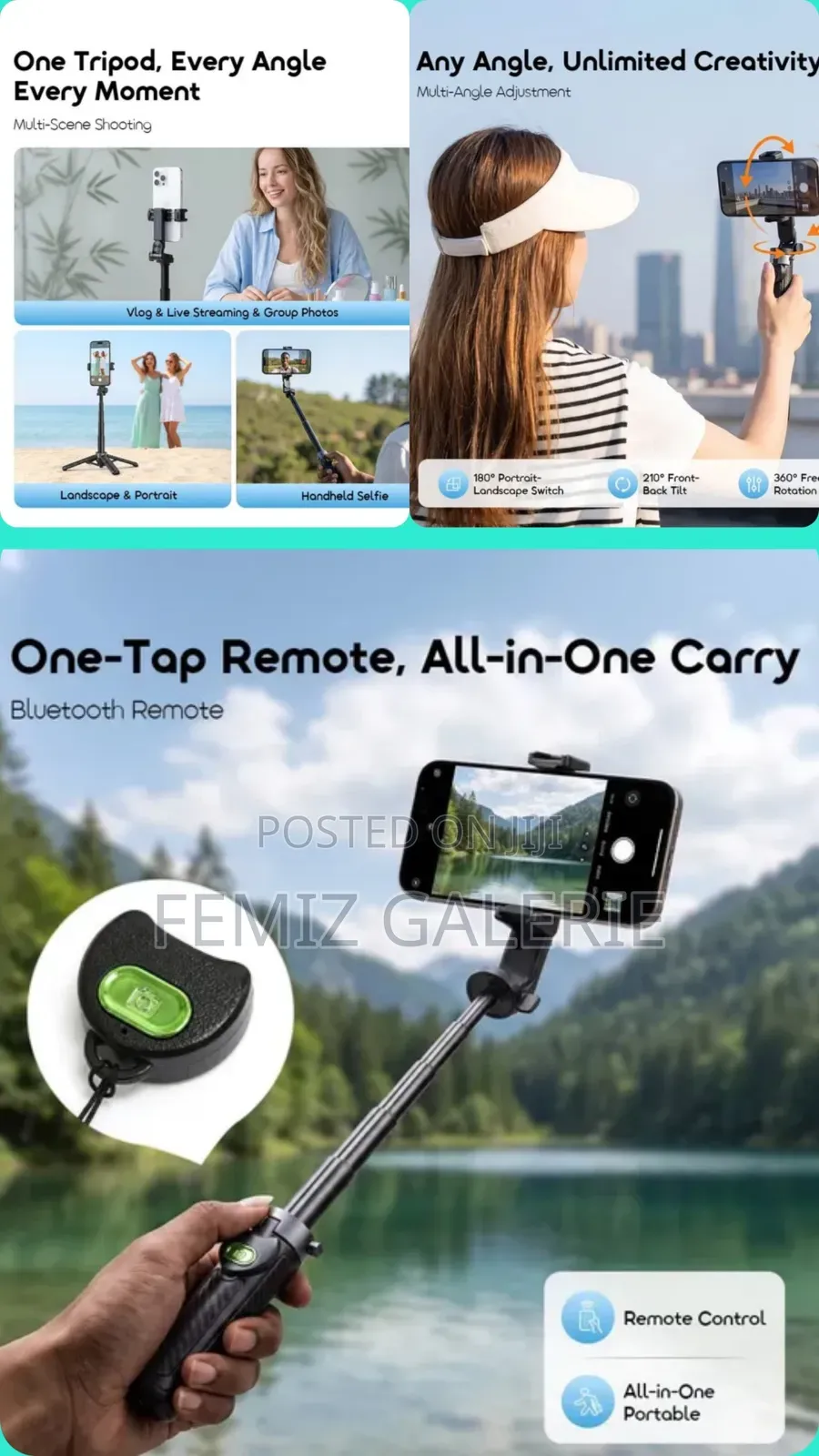Oraimo FlexiStand Phone Tripod With Fill Light and Remote Control