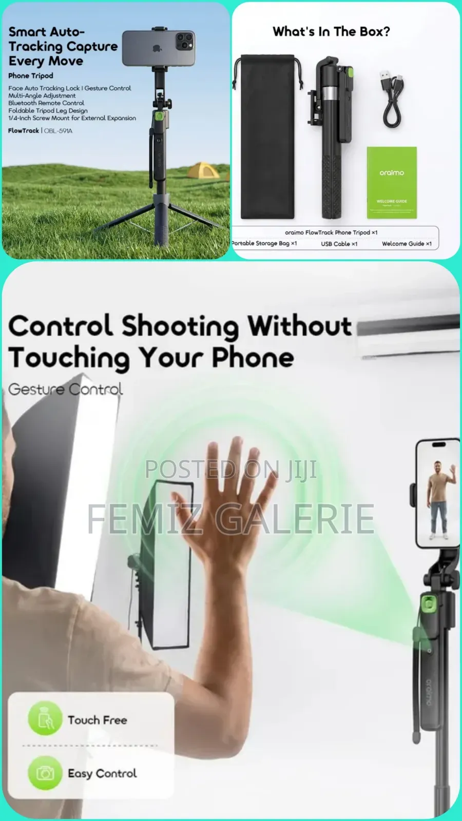 Oraimo FlowTrack Gesture Control Face Tracking Selfie Stick Tripod