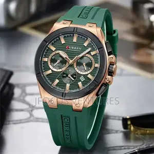 Curren Men Watch/ Green Silicon Band