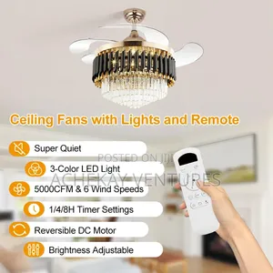Luxury Crystal Fan Light With Remote Control