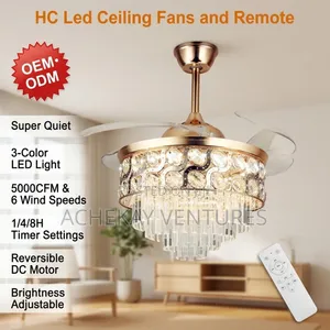 Luxury Crystal Fans Lights and Remote Control