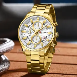 Curren Men Gold With Whites Surface Wrist Watch
