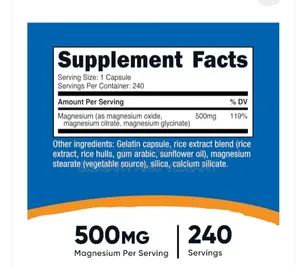 Magnesium Complex Extra Strength 500mg, 240 Capsules