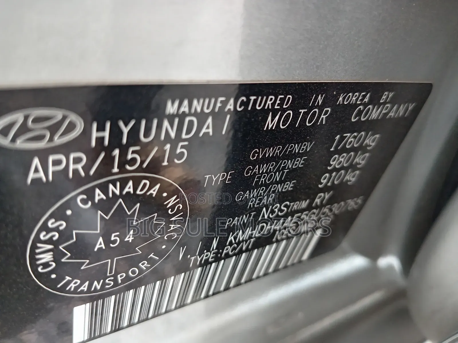 Hyundai Elantra Limited 4dr Sedan (1.8L 4cyl 6A) 2015 Silver