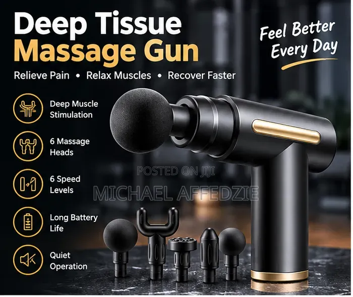 ProFit 6-Head Deep Tissue Massage Gun – Black Gold
