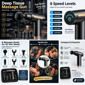 ProFit 6-Head Deep Tissue Massage Gun – Black Gold