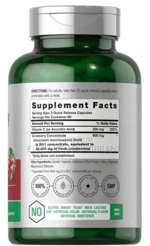 Cranberry With Vitamin C | 120 Capsules, 30,000mg