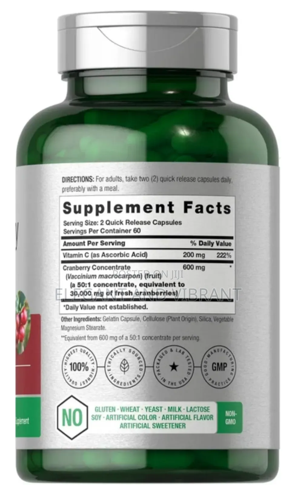 Cranberry With Vitamin C | 120 Capsules, 30,000mg