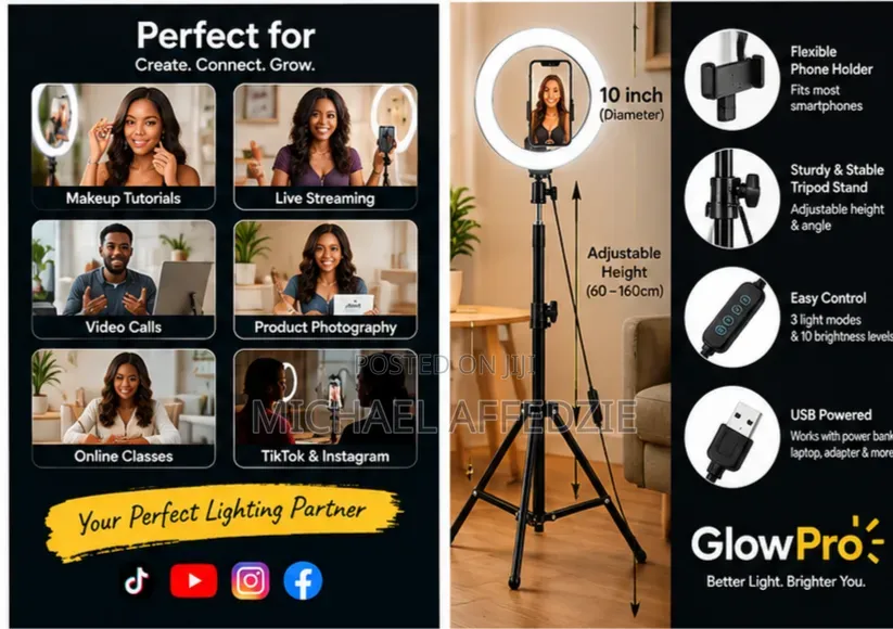10′′ Ring Light With Tripod Phone Holder