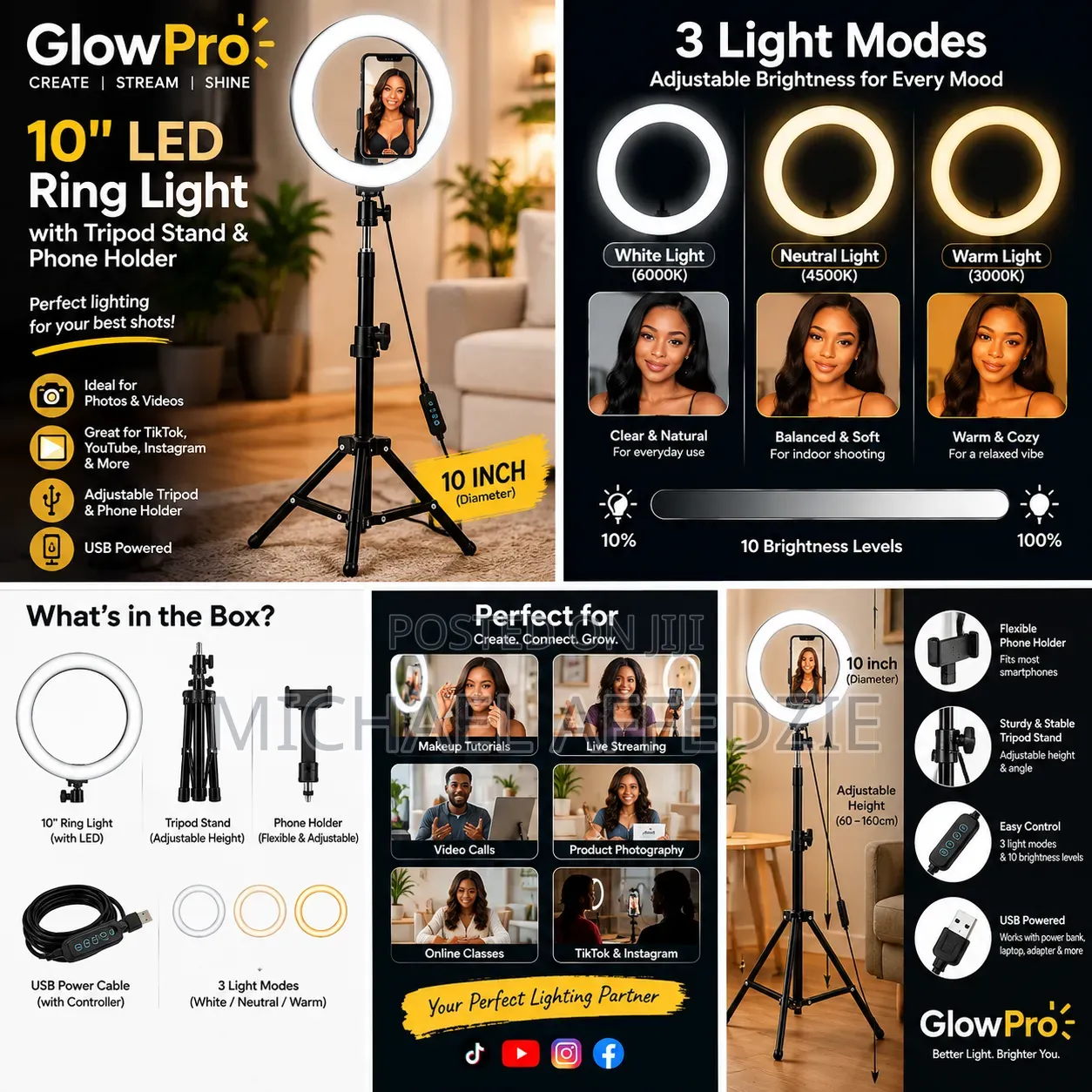 10′′ Ring Light With Tripod Phone Holder