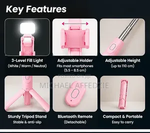 Selfie Stick Tripod With LED Fill Light