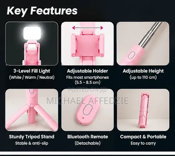Selfie Stick Tripod With LED Fill Light