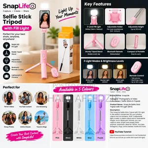 Selfie Stick Tripod With LED Fill Light