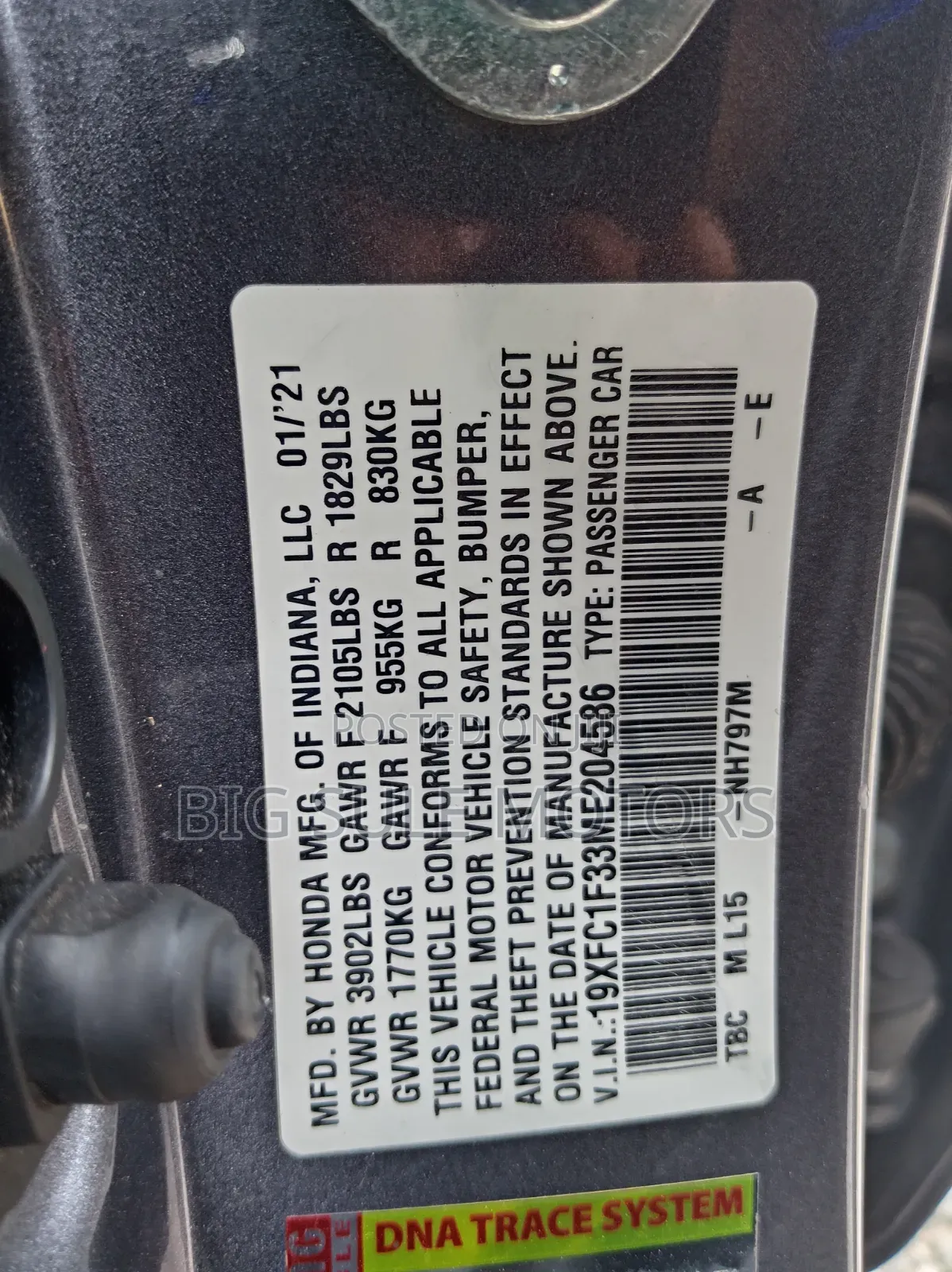 Honda Civic EX 2021 Matt Black