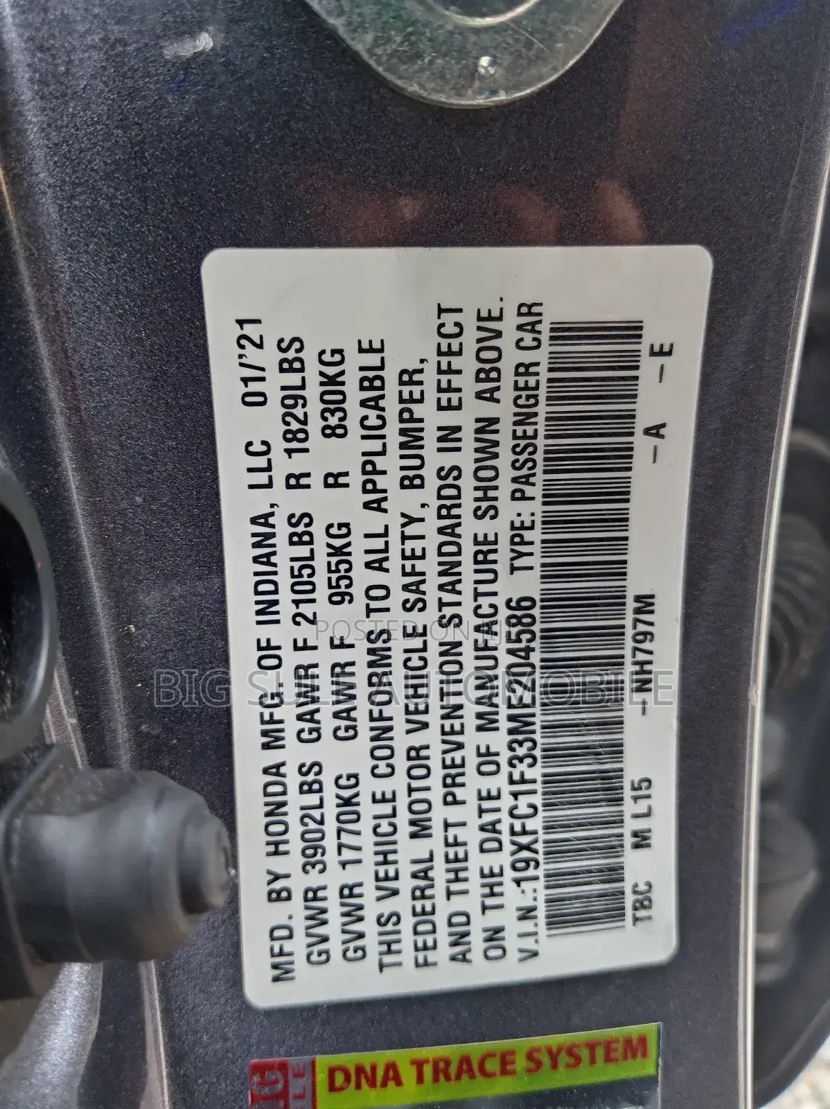 Honda Civic EX 2021 Matt Black