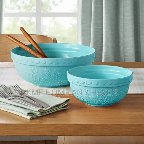 Member’s Mark 2-Piece Floral Ceramic Prep Serve Bowls – Green