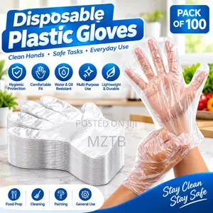 100pcs Disposable Clear Rubber Gloves