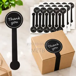 100 Thank You Packaging Seal Stickers - Black
