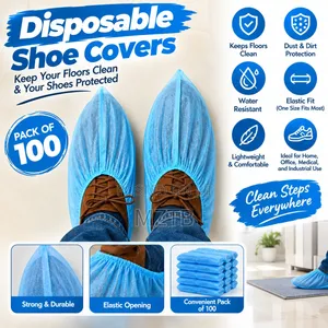 100 Disposable Shoe Covers - Blue