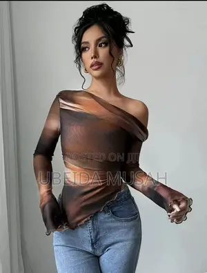 Flare-Sleeve Mesh Top