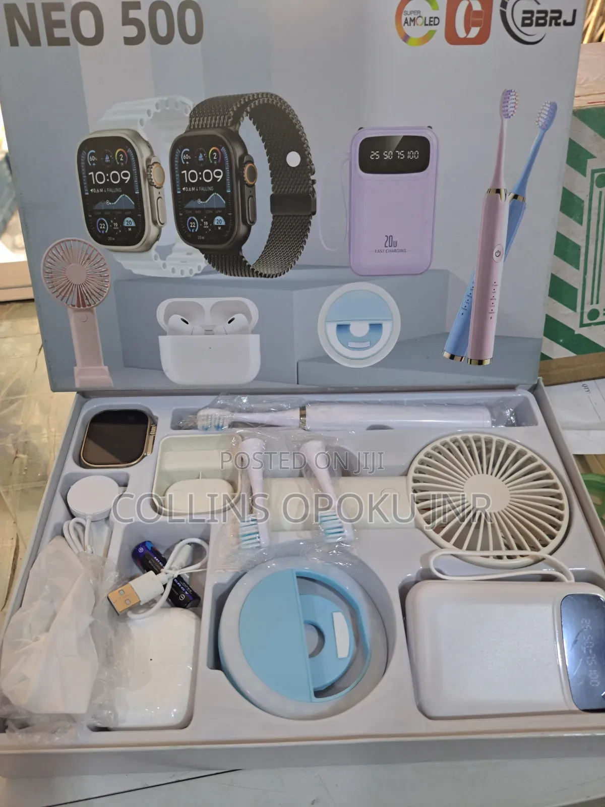 12-in-1 Smart Watch With "Airpod, Fan, Power Bank, Brush, Ring Light