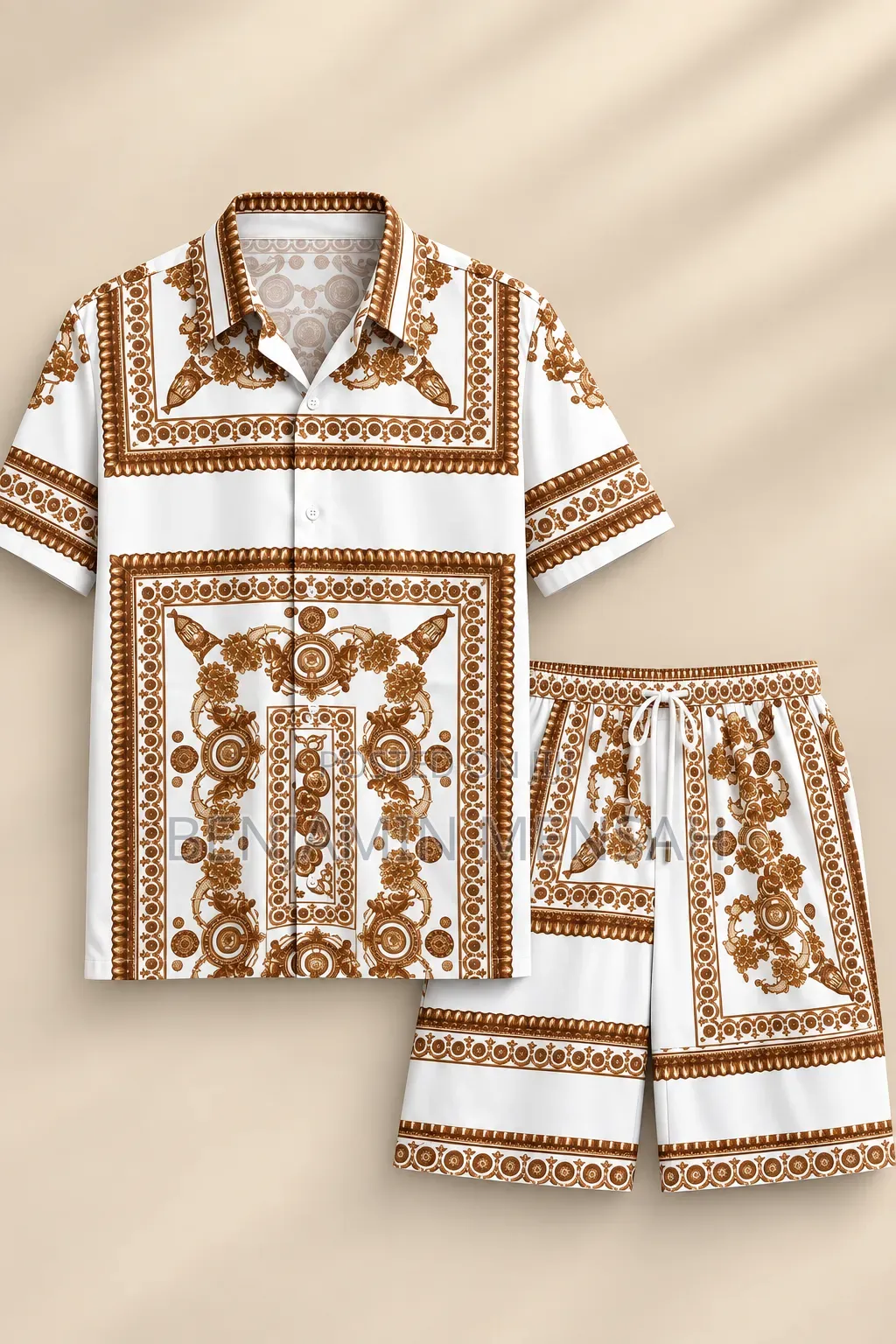 Men’s 2 Piece Matching Set | Printed Shirt Shorts | Casual Wear