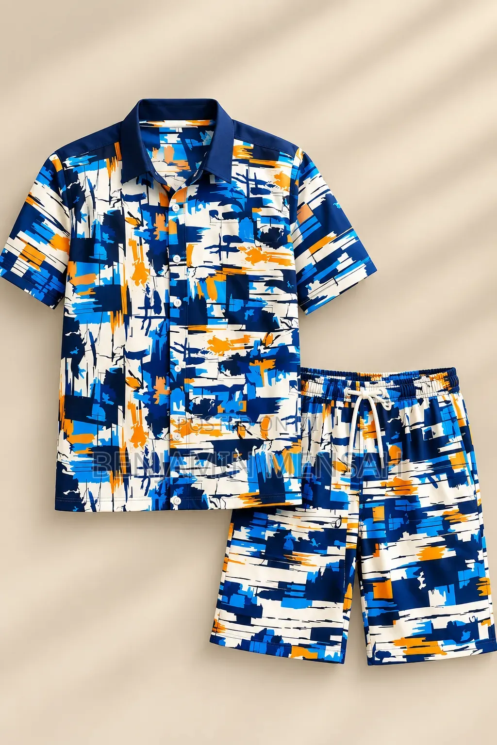 Men’s 2 Piece Matching Set | Printed Shirt Shorts | Casual Wear