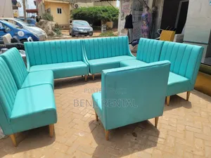 Modern Vintage 7-Seater Teal Channel Sofa Set