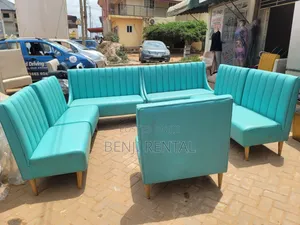 Modern Vintage 7-Seater Teal Channel Sofa Set