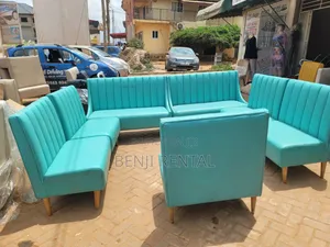 Modern Vintage 7-Seater Teal Channel Sofa Set