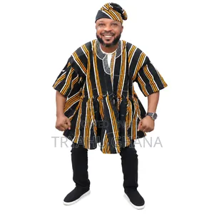 Black, Gold and White Ghanaian Handmade Batakari for Sale at Tryahu