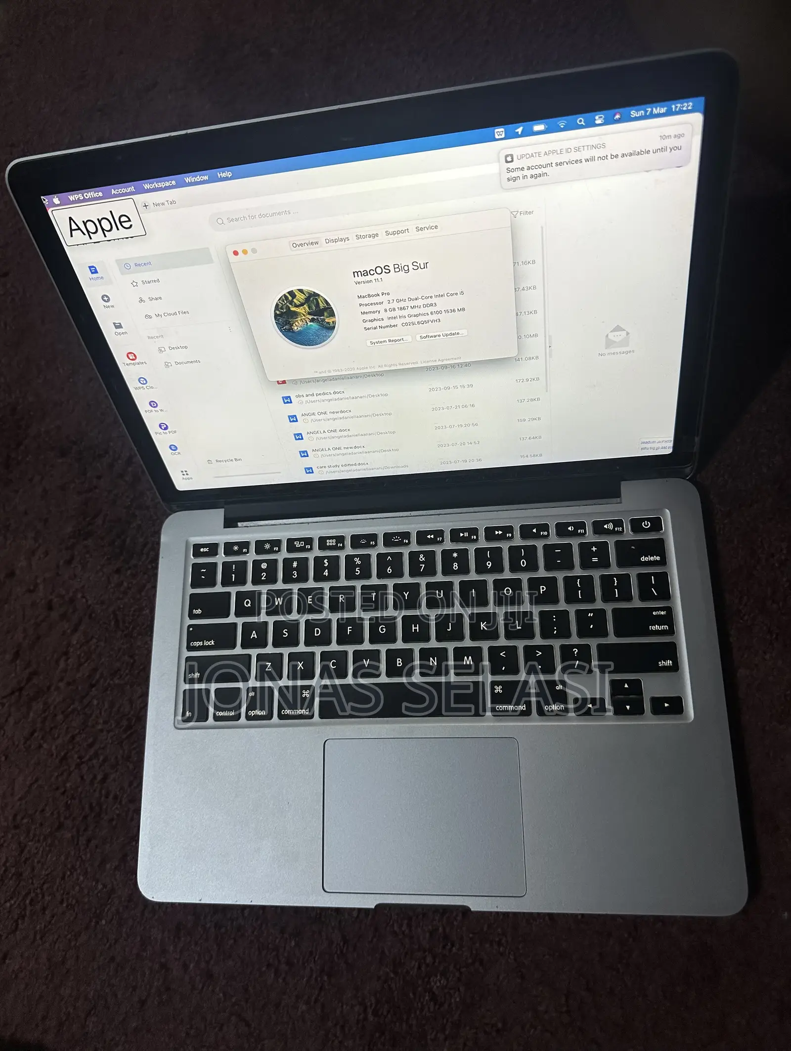 Laptop Apple MacBook Pro 8GB Intel Core i5 SSHD+SSD 128GB