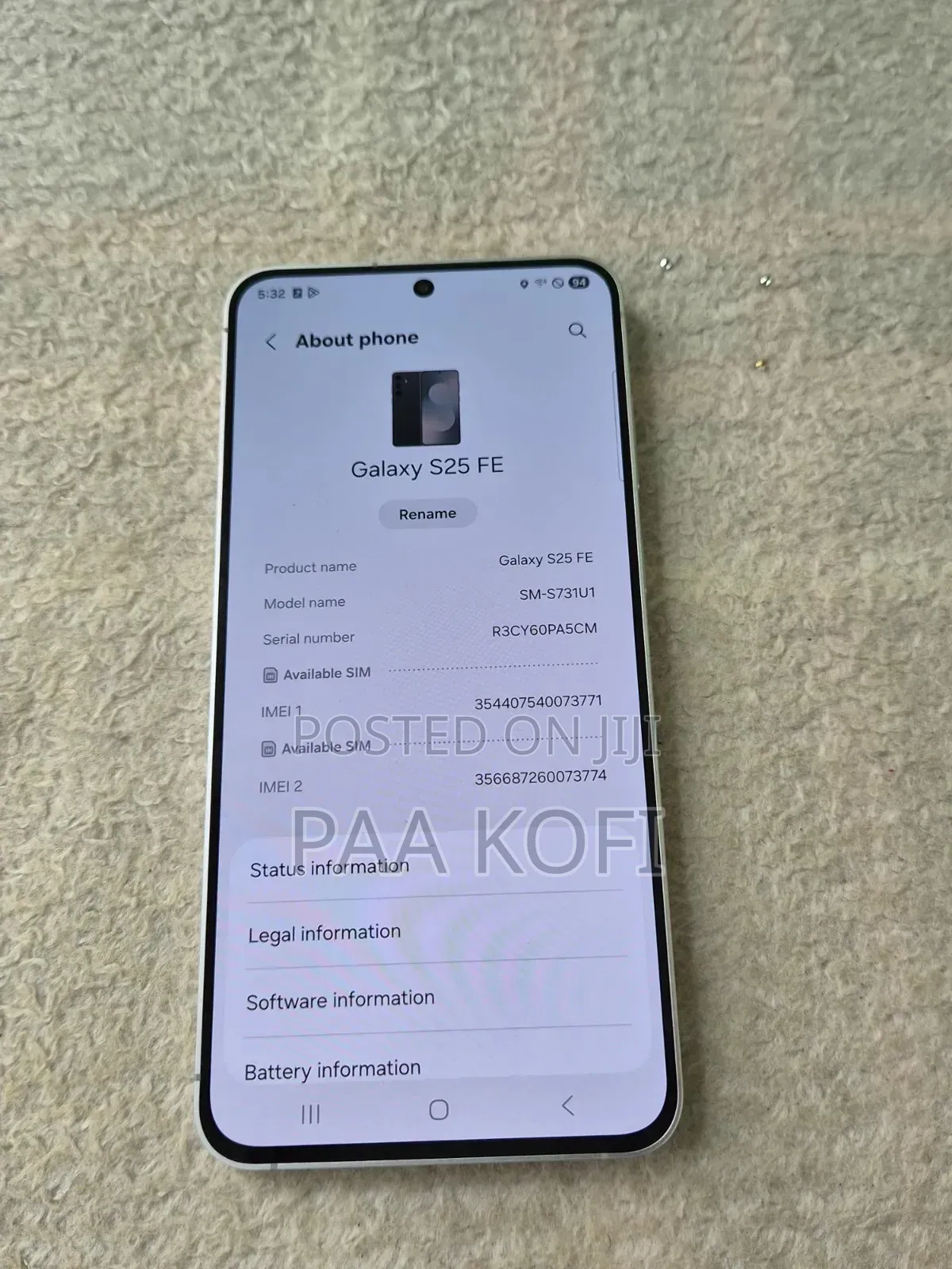 New Samsung Galaxy S25 FE 128 GB White