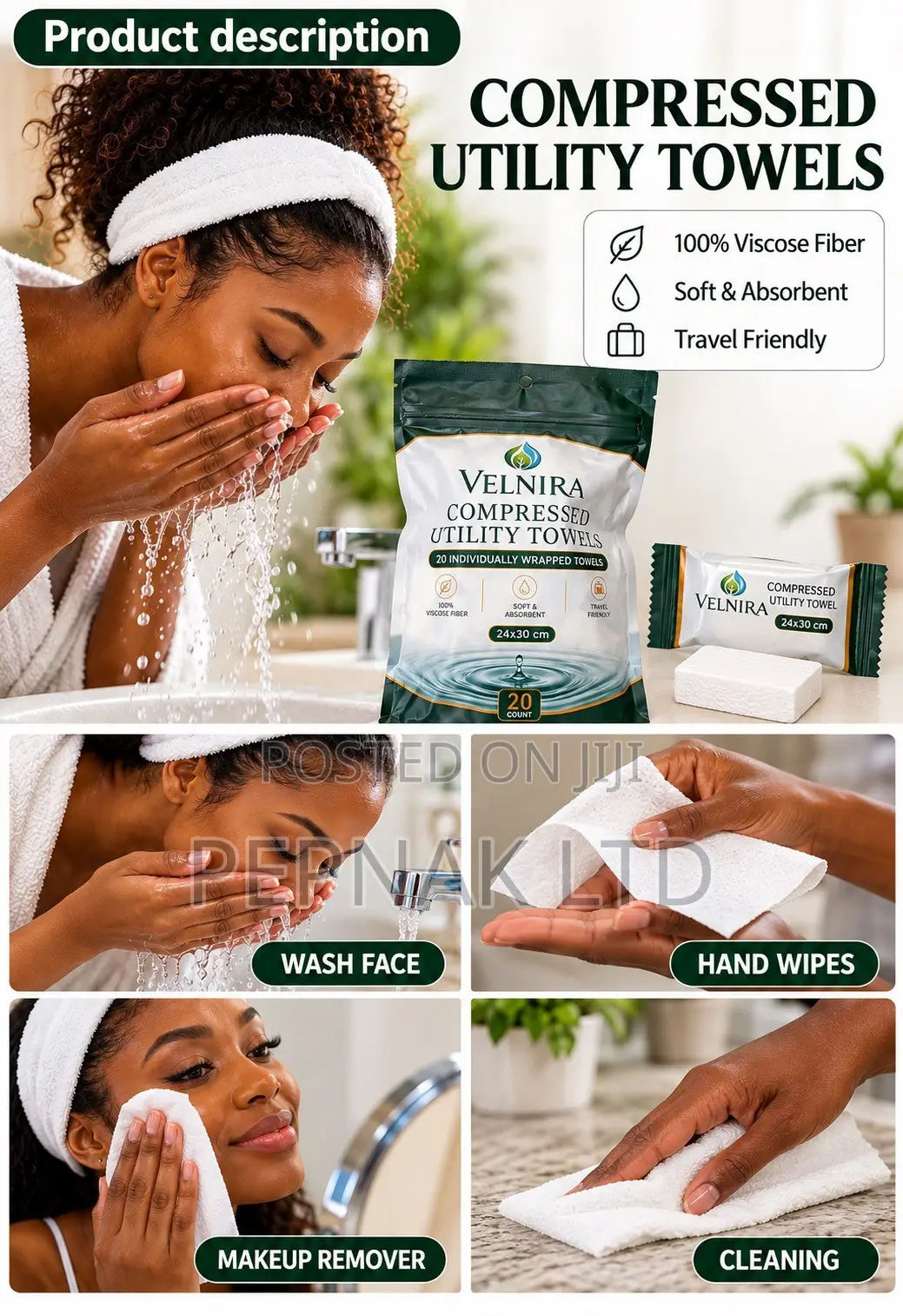 VELNIRA Premium Extra Thick Compressed Towels (20pcs/Pack)