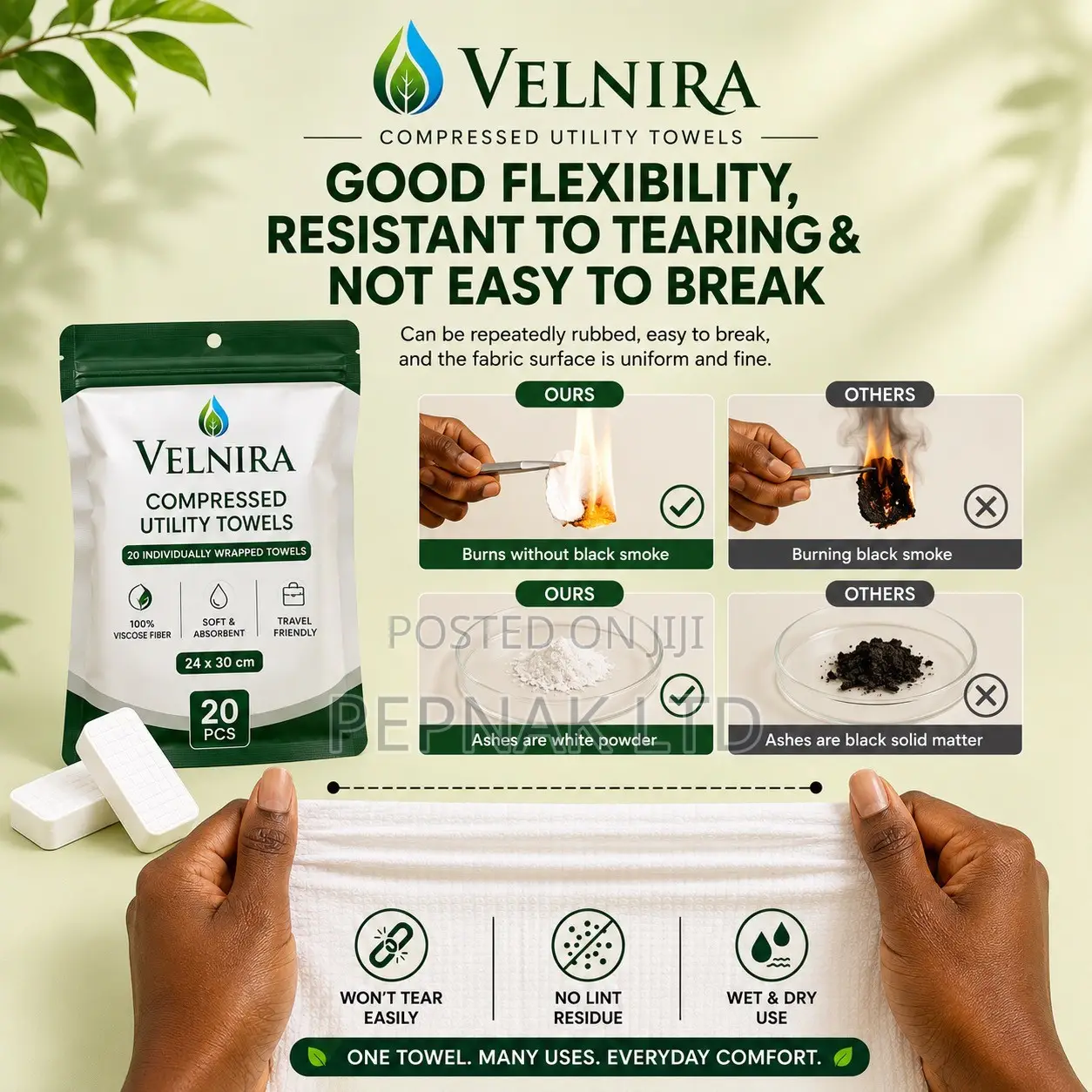 VELNIRA Premium Extra Thick Compressed Towels (20pcs/Pack)