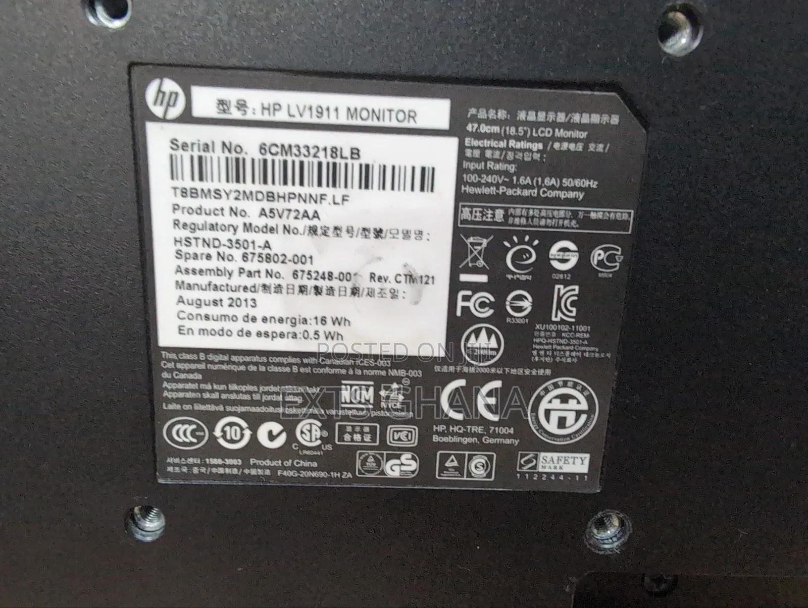 Original Monitor HP LV1911