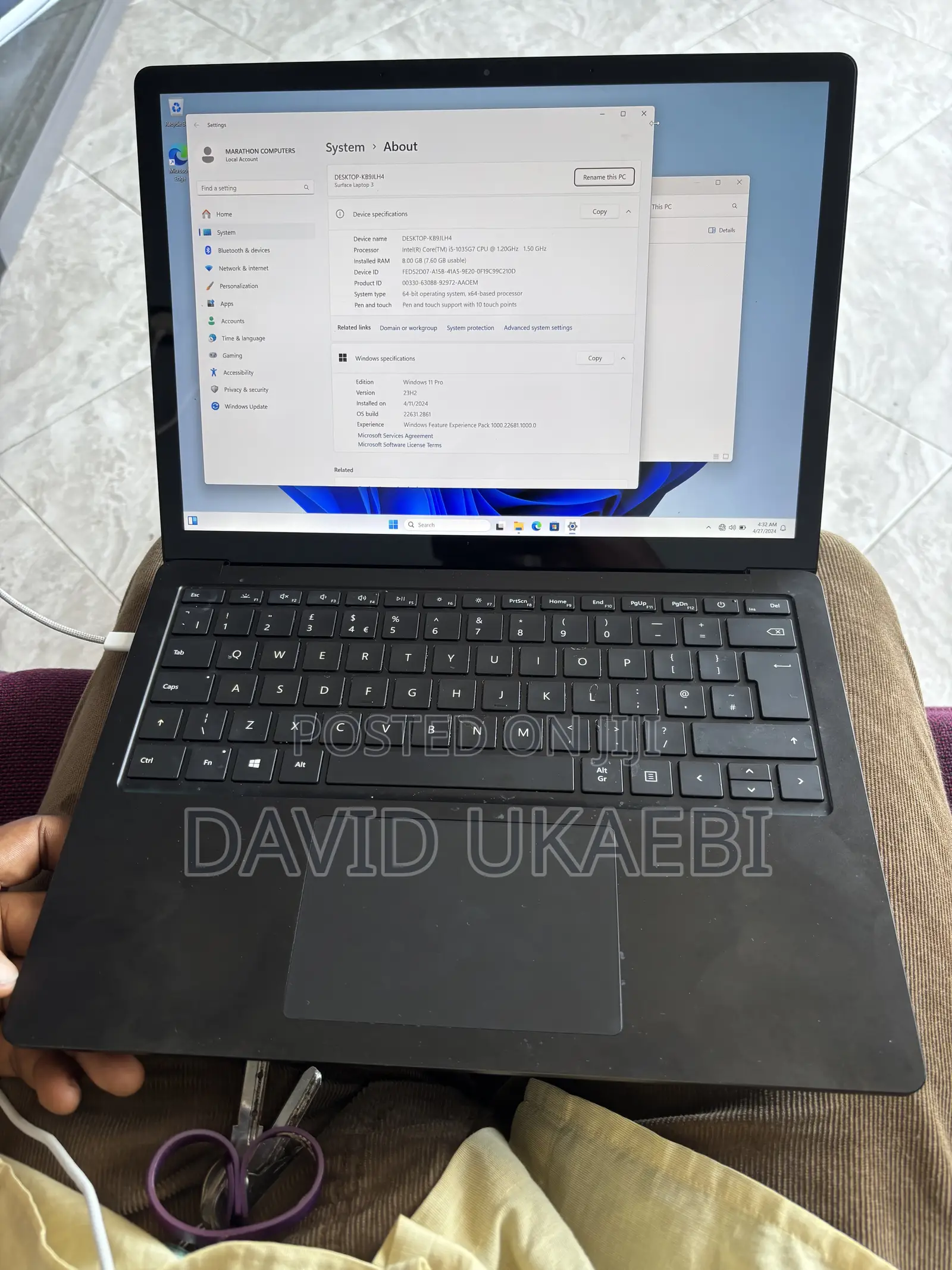 Laptop Microsoft Surface Laptop 3 8GB Intel Core i5 SSD 256GB