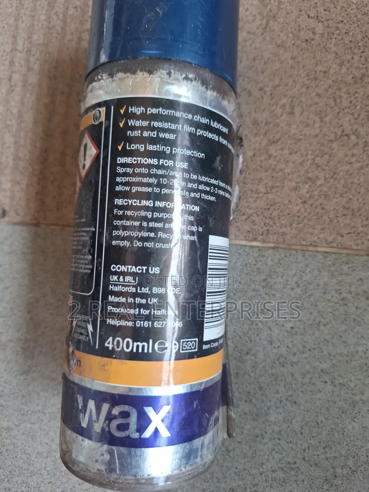 Halfords Chain Wax High Performance Lubricant Spray 400ml