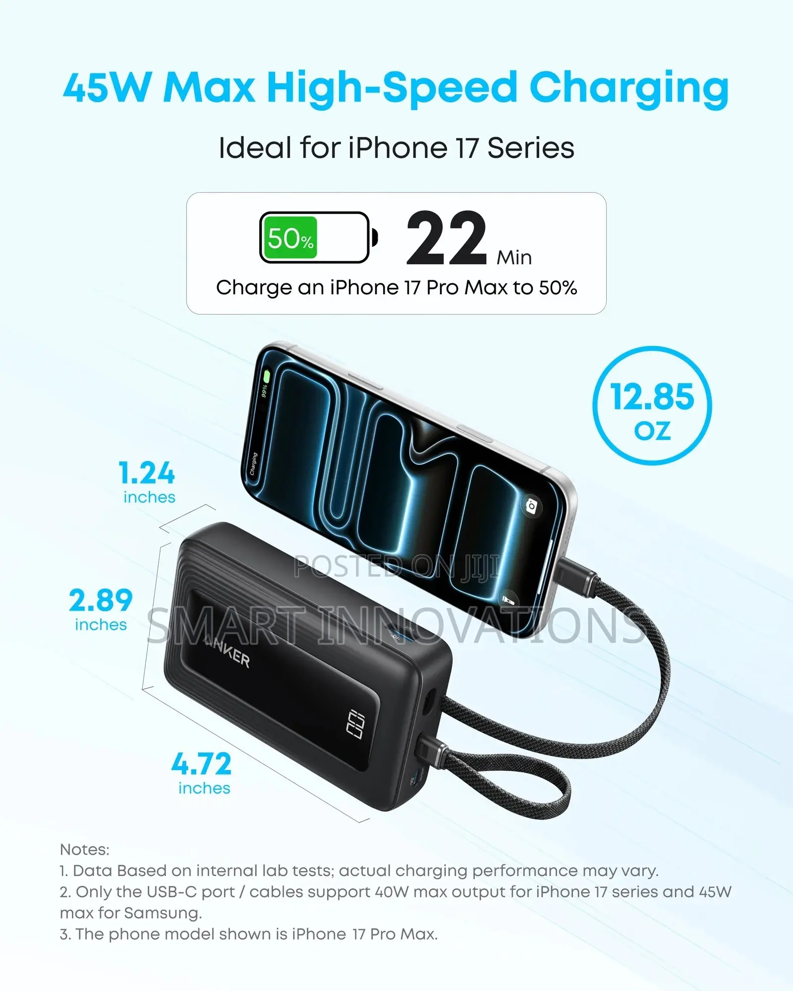 Anker Zolo Power Bank (20K With Built-in USB C and Lightning Cable)
