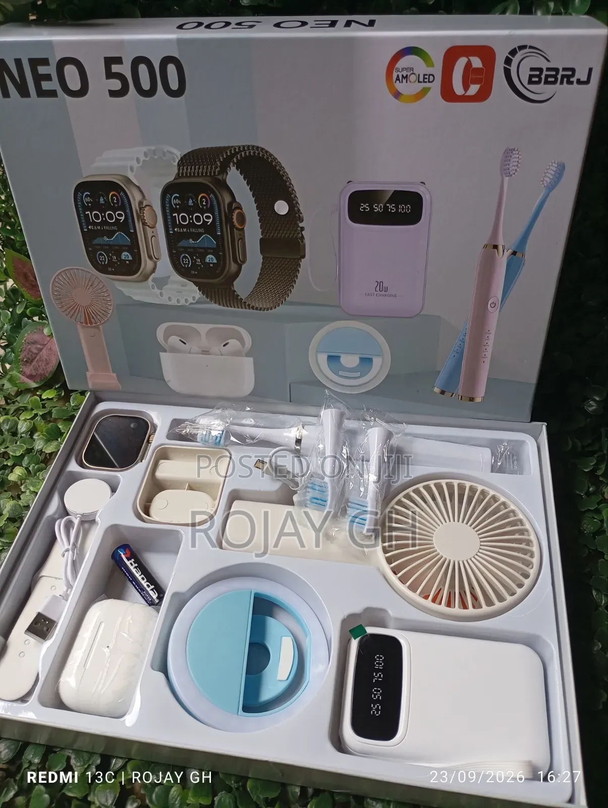 12-in-1 NEO 500 Smart Watch Combo Set - Airpod, Power Bank - Silver