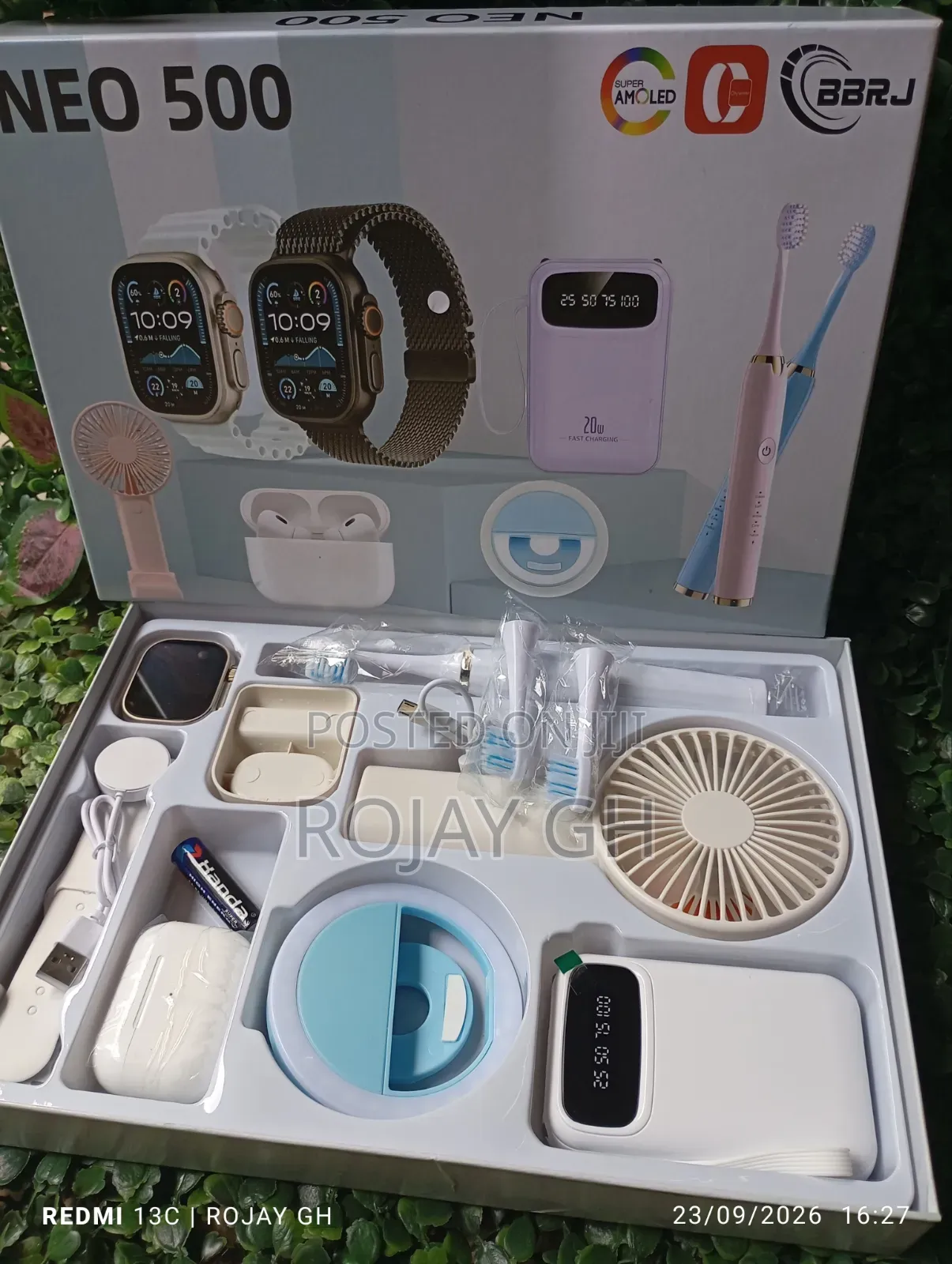 12-in-1 NEO 500 Smart Watch Combo Set - Airpod, Power Bank - Silver