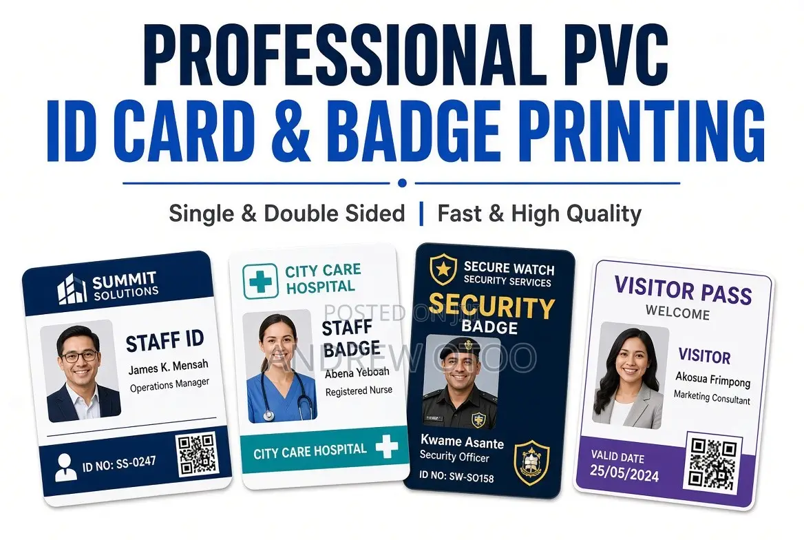 Professional PVC ID Card Badge Printing – Single Double Sided