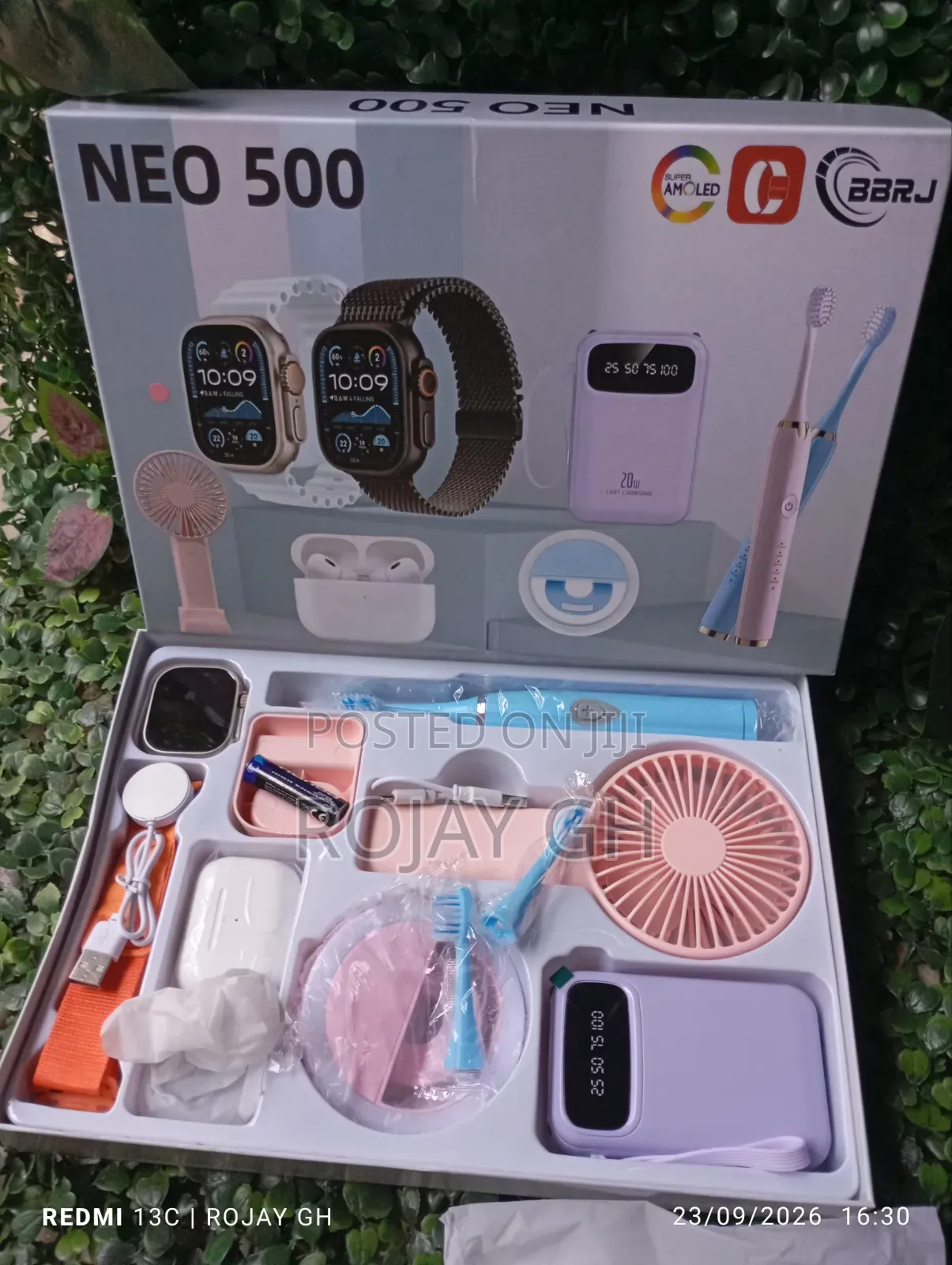 12-in-1 NEO 500 Smart Watch Combo Set - Airpod, Power Bank - Pink