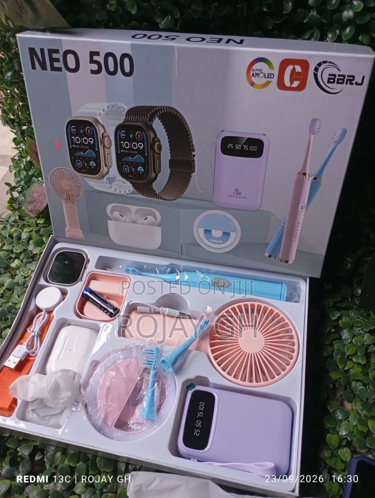 12-in-1 NEO 500 Smart Watch Combo Set - Airpod, Power Bank - Pink