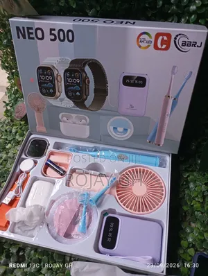12-in-1 NEO 500 Smart Watch Combo Set - Airpod, Power Bank - Pink